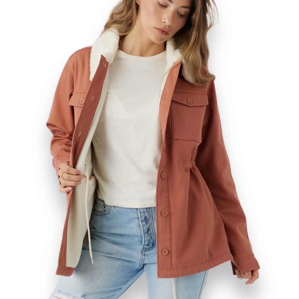 Hang Ten Women's Terracotta Utility Jacket with Fleece Lining
